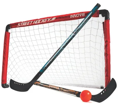 Produktbild von ENERO Faltbares Unihockeytor für Kinder, 91 x 61 x 61 cm, mit 2 Schlägern und Ball, Rot