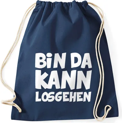Produktbild von Lustiger Turnbeutel mit Spruch Bin da kann losgehen Moonworks® navy unisize
