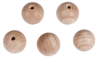 Immagine prodotto di Rayher 6251900, sfere in legno grezzo, parzialmente forate, diametro 20 mm, parzialmente forate, confezione