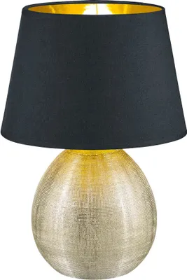 Zdjęcie produktu dla Lampa stołowa LUXOR złoto-czarna 1xE27x60W tkanina wym:35x24x24cm IP20 RL