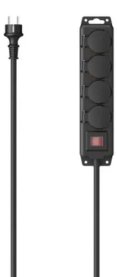Immagine prodotto di Hama Steckdosenleiste, 4-fach, für außen IP44, Schalter, Wandmontage, 4 m, Schw. (00223064)