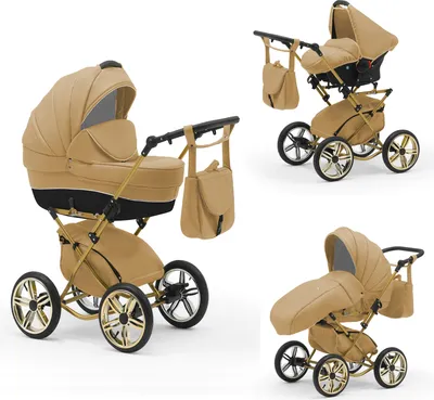 Produktbild von Klassischer Kinderwagen Sorento Gold 4 in 1 inkl. Sportsitz und Autositz in 19 Farben