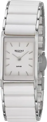 Regent F-1581 Damen-Armbanduhr Edelstahl/Keramik Weiß 1