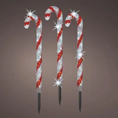 Produktbild von Weihnachtsdeko, 3 leuchtende Zuckerstangen 61 cm