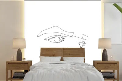 Produktbild von MuchoWow® Fototapete für Wohnzimmer oder Schlafzimmer Wandtapete Vinyl Motivtapete Mensch - Strichzeichnung - Augen - 300x300 cm - Wanddekoration