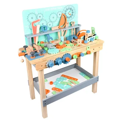 Produktbild von Werkzeugbank für Kinder, Spielzeug-Werkbank, Holz, mit Werkzeugen Set, Holzkonstruktionsbank, für 3, 4, 5, Jahre alte Jungen und Mädchen