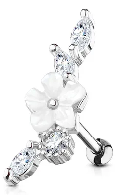 Produktbild von Helix Piercing „Perlmutt Blume mit Zirkonia“ Klar