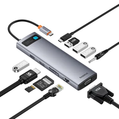 Immagine prodotto di Hub 11W1 Baseus Starjoy Metal Glam Series, Usb-C Do Hdmi +Vga + 3 X Usb 3.0 + Usb 2.0+Usb-C Pd + Rj45 + Sd/Tf +3,5Mm