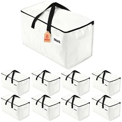 Obrázek produktu pro Stěhovací taška - Sada 8 kusů - 93 litrů - Skládací - Dvojitý zip - 67,5 x 34 x 38 cm