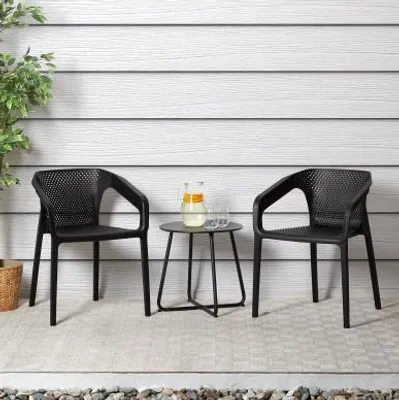 Obrázek produktu pro Homestyle4u 2712, sada zahradního nábytku 3 kusy, balkonový nábytek plastový černý, stůl a 2 židle