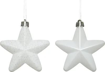 Produktbild von Christbaumschmuck Sterne Kunststoff 7cm 6 Stück - Winterweiss