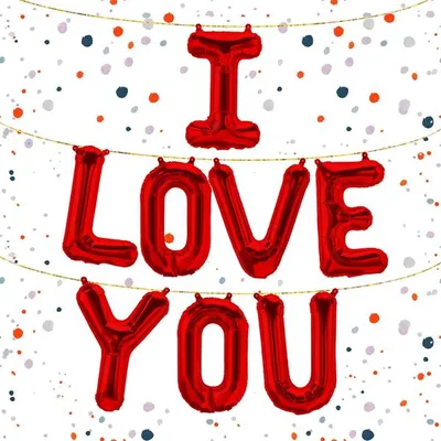 Produktbild von Folienballon Schriftzug I love you, Rot, ca. 40 cm für Luftbefüllung