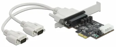 Obrázek produktu pro DeLOCK PCI Express Karta x1 na 2 x Sériový RS-232 se zdrojem napětí 5 V/12 V, PCIe, Sériový, Nízký profil, RS-232, Černá, 230,4 Kbit/s