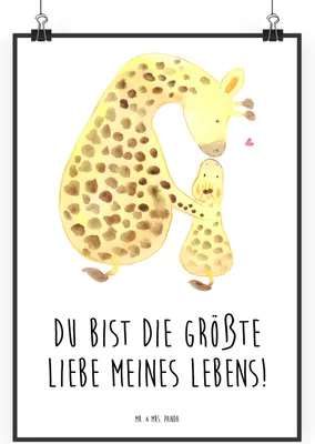 Produktbild von Mr. & Mrs. Panda Bild Giraffe Kind DIN A1 - Weiß - Geschenk, Sohn, Mama, Mutter, drucke, Afrika, wanddeko, Tochter, Wanddekoration, Wandbild, Lieblingsmensch, Deko