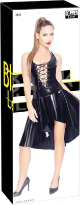 Image de Black Level - Robe à volants en vinyle avec encolure profonde L