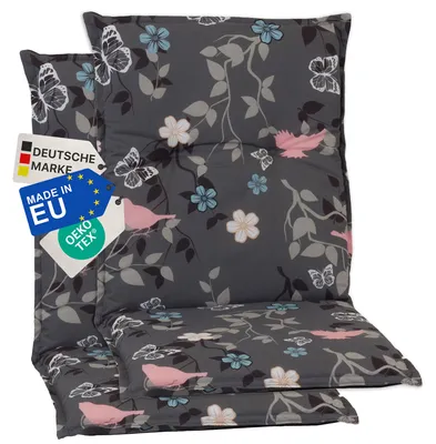 Produktbild von NYVI Gartenstuhl Auflagen Niedriglehner 2er Set Barcelona - UV-Beständig, Atmungsaktiv, Strapazierfähig - Niedriglehnerauflagen Outdoor - Sitzauflagen für Gartenstühle 100x50cm Vintage Flower