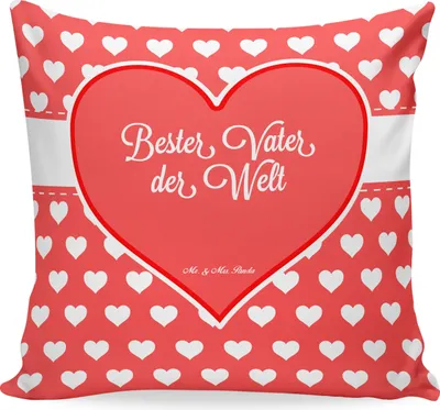 Produktbild von Mr. & Mrs. Panda Kissen 40x40 Vater - Geschenk, Papa, Vati, Kuschel, kuschelkissen, Dankeschön, Couchkissen, Dekokissen, Sofakissen, Familie, Paps