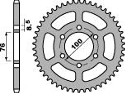Productafbeelding van Tandwiel achterwiel voor Yamaha YZF 125R 08-12, artikelnummer 4513, 48 tanden, geschikt voor een 428 ketting