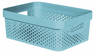 Produktbild von Aufbewahrungsbox INFINITY, 11 Liter, aus recyceltem Kunststoff, blau mit Punkten