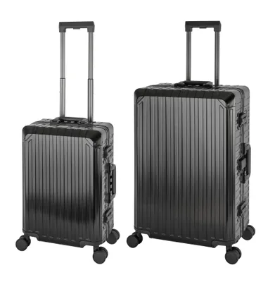 Produktbild von Travelhouse Tokyo Alu Reisekoffer Schwarz S-55cm & L-72cm Hartschalenkoffer Reise Trolley Koffer Set