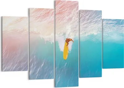 Produktbild von Bild auf Leinwand - Leinwandbild - 5 Teile - Surfen Welle Licht - 150x100cm - Wand Bild - Wanddeko - Wandbilder - Leinwanddruck - Bilder - Wanddekoration - Leinwand bilder - Wandbild - EA150x100-4409