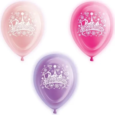 Produktbild von Prinzessin LED Leuchtballons Set, 5 Stück, ca. 25 cm Durchmesser, für Kinderparty