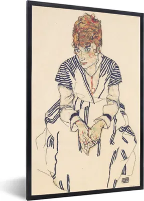 Produktbild von MuchoWow® Gerahmtes Poster Porträt von Edith Schiele, der Frau des Künstlers - Egon schiele 40x60 cm - Poster mit Schwarzem Bilderrahmen Wandposter Rahmen Foto Bilder - Papierdruck - Wandbilder