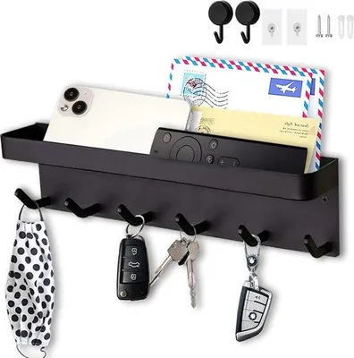 Produktbild von Famanu Schlüsselhalter mit 6 Haken - Schwarz