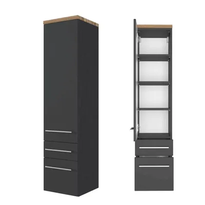 Produktbild von Badmöbel Midischrank Hochschrank 30 cm TAREE-03 in matt grau