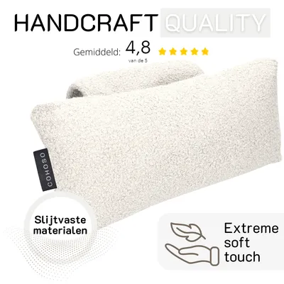 Produktbild von COHOSO, Orthopädisches Kissen, Teddy, Creme, Nacken-, Lenden-, Rückenkissen, bei Rückenschmerzen & Bandscheibenvorfall, für Bürostuhl, Sessel & Bett, 38x15x12cm, 100% recycelt & nachhaltig, Niederlande