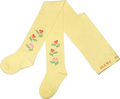 Produktbild von Kinderstrumpfhosen für Mädchen aus Baumwolle Blüten Vanille Größe 80-86