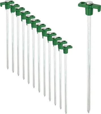 Produktbild von ToCi 12x Zelt-Heringe aus Stahl - Robuste Erdnägel mit Halterung aus Kunststoff - Felsbodenheringe für harte Böden - ideal für Camping und Outdoor