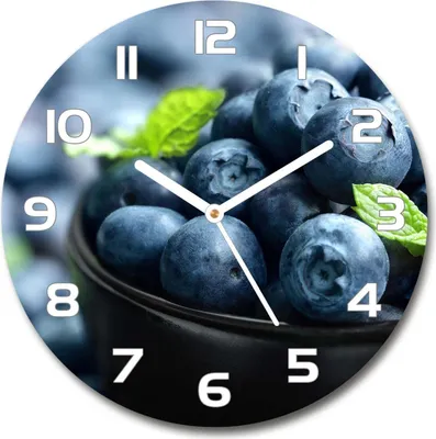 Produktbild von Wanduhr aus Glas 30fi Glasbild Glasuhr Gehärtetes Glas - weisse-zeiger - blueberries