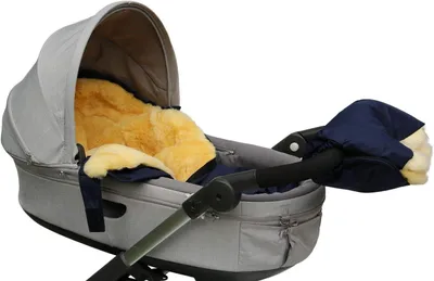Produktbild von Lammfell-Fußsack für den Kinderwagen, Baby-Fußwärmer in Blau