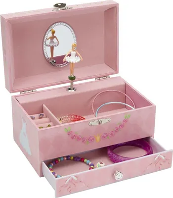 Produktbild von Jewelkeeper Schmuckschatulle mit Spieluhr und ausziehbarer Schublade für Mädchen, Regenbogen-Einhorn-Design, Melodie „The Beautiful Dreamer“