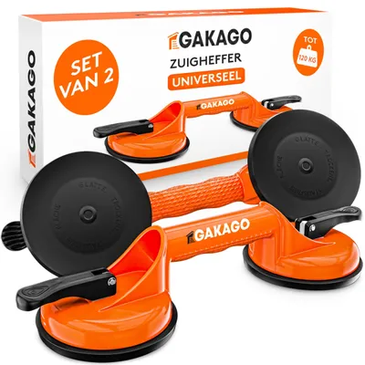 Immagine prodotto di Set di 2 ventose ergonomiche – capacità di sollevamento di 120 kg per vetro e piastrelle