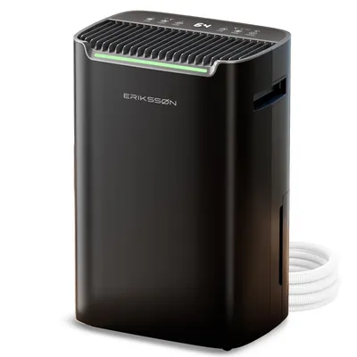 Produktbild von Erikssøn Luftentfeuchter Dry Pro Plus – bis 20L/Tag – Wäschetrockenfunktion – für Haus, Schlafzimmer, Bad, Wohnzimmer & Keller – Schwarz