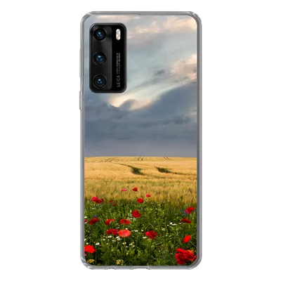 Produktbild von MuchoWow® Handyhülle Schutzhülle Hülle für Huawei P40 Blumen - Weizen - Wolken Silikon Softcase Handy Hülle - Handytasche