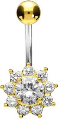 Produktbild von Bauchnabelpiercing Titan Bananabell mit 925er Silber-Design KRISTALLBLUME