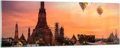 Produktbild von Bilder auf glas - Tempel Asien - 90x30cm - Glasbilder - Wandbilder - Bilder - Kunstdruck - zum Aufhängen bereit - Wanddekoration aus Glas - Glas Bilder - Wandbild auf Glas - Einteilig - GAB90x30-3437