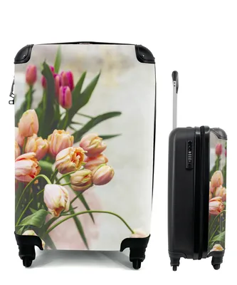 Produktbild von MuchoWow® Koffer Handgepäck Trolley Rollkoffer Kleine Reisekoffer mit 4 Rollen - Wälder mit Tulpen - Cabin Size < 55x40x23 cm & 55x40x20 cm - Fotokoffer - Kabinenkoffer - Boardgepäck - Reise-Box - Reisekoffer - Reisegepäck - Koffer mit Bild - Trolley für Kinder