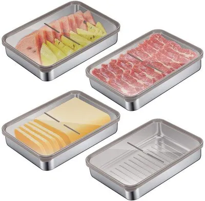 Produktbild von Unyqoos® 4er-Set Edelstahl-Frischhaltedosen mit luftdichten PP-Deckeln – Vorratsboxen für Kühlschrank, Sichtdeckel, spülmaschinenfest