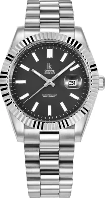 Produktbild von Alienwork Armbanduhr Herren Damen Silber Edelstahl Metallarmband Kalender Datum Schwarz Klassik Elegant