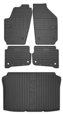 Produktbild von Gummimatten + Kofferraumwanne für Volkswagen Polo IV 9N 2001-2009 (Schrägheck) – Schwarz, passgenau – Wielganizator SolidPRO