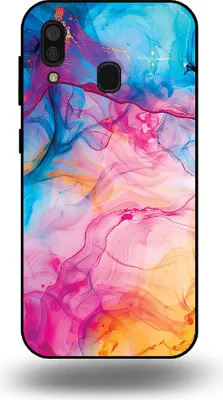 Produktbild von Smartphonica Telefon Fall geeignet für Samsung Galaxy A30 mit Regenbogen Acryl Marmor Print - TPU Backcover Fall Regenbogen Acryl Marmor Design