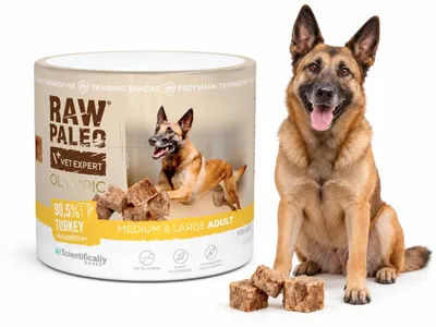 Obrázek produktu pro Pamlsek pro psy VetExpert Raw Paleo Olympic, krůta, velikost M/L, 90 g