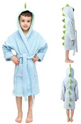 Produktbild von Twinzen - Bademantel Kinder Dinosaurier - 100% Baumwolle - Mädchen & Jungen