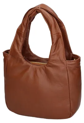 Zdjęcie produktu dla Damska Torebka Skórzana Nappa z Wymiennym Paskiem  Italy Taupe Mediun UNICA 17x24x8 cm