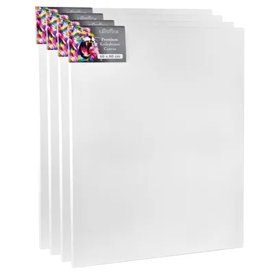 Immagine prodotto di Telaio Cretacolor 60x80 cm - 4 pezzi - Set di tele - Tela da pittura di alta qualità su telaio in legno - Tela in cotone per acrilico, olio e tecnica mista