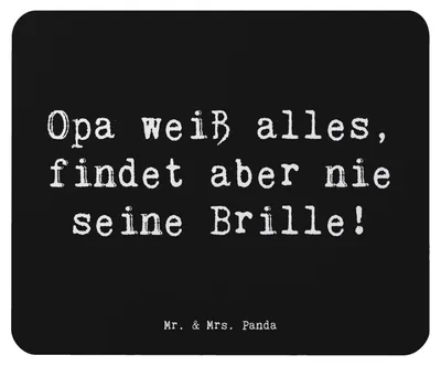 Produktbild von Mr. & Mrs. Panda Mauspad Spruch Opa Wissen - Schwarz - Geschenk, Mousepad, Großpapa, pc, Familie, Witz, Großvater, Dankeschön, mousematte, Mouse Pad, Familienmitglieder